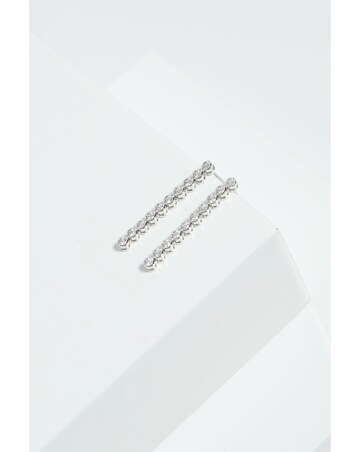 Jon Richard Rhodium Plated Cubic Zirconia Tennis Earrings