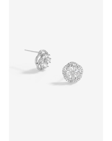Jon Richard Rhodium Plated Cubic Zirconia Flower Stud Earrings