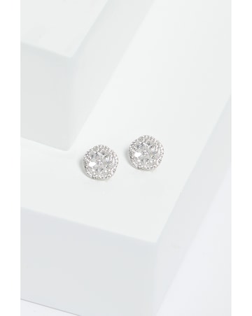 Jon Richard Rhodium Plated Cubic Zirconia Flower Stud Earrings