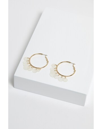 Mood Gold White Shell Charm Hoop Earrings