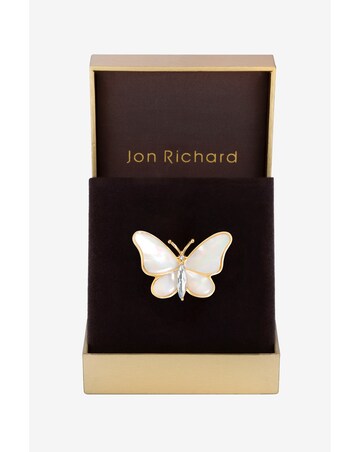Jon Richard Gold Plated Mother Of Pearl Butterfly Brooch - Gift Boxed