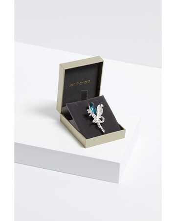 Jon Richard Silver Plated And Blue Floral Brooch - Gift Boxed