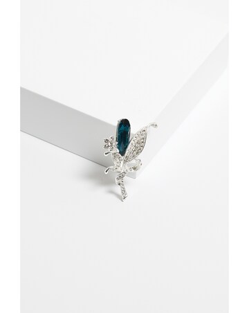 Jon Richard Silver Plated And Blue Floral Brooch - Gift Boxed