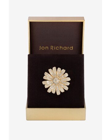 Jon Richard Gold Plated Crystal Flower Brooch - Gift Boxed