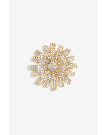 Jon Richard Gold Plated Crystal Flower Brooch - Gift Boxed
