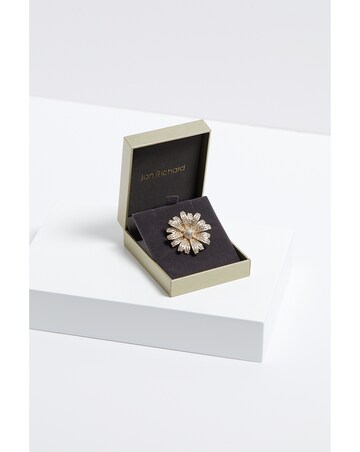 Jon Richard Gold Plated Crystal Flower Brooch - Gift Boxed