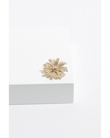 Jon Richard Gold Plated Crystal Flower Brooch - Gift Boxed