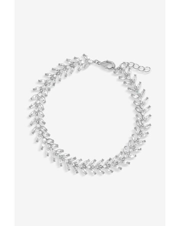 Jon Richard Rhodium Plated Cubic Zirconia Leaf Bracelet - Gift Boxed