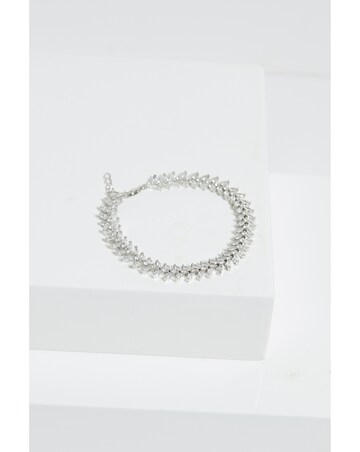 Jon Richard Rhodium Plated Cubic Zirconia Leaf Bracelet - Gift Boxed