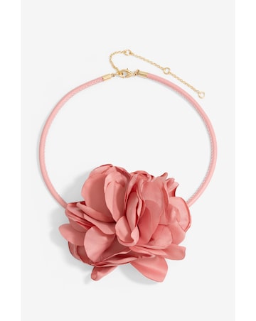 Mood Gold Pink Flower Corsage Necklace