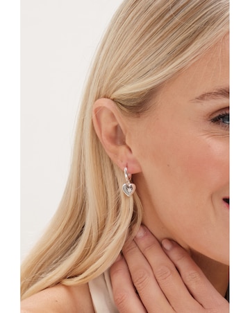 Simply Silver Sterling Silver 925 Starburst Heart Hoop Earrings