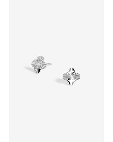 Simply Silver Sterling Silver 925 Diamond Cut Clover stud Earrings