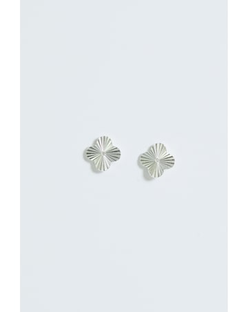 Simply Silver Sterling Silver 925 Diamond Cut Clover stud Earrings