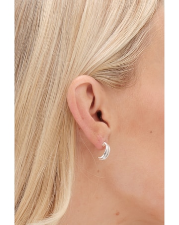 Simply Silver Sterling Silver 925 Polished Double Row Ridge Drop Earrings