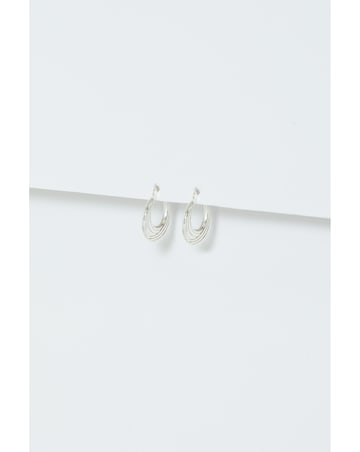 Simply Silver Sterling Silver 925 Polished Ribbed flat Hoop Earrings