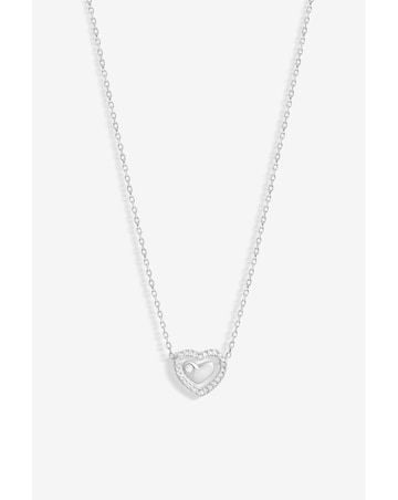 Simply Silver Sterling Silver 925 Cubic Zirconia Heart Halo Pendant