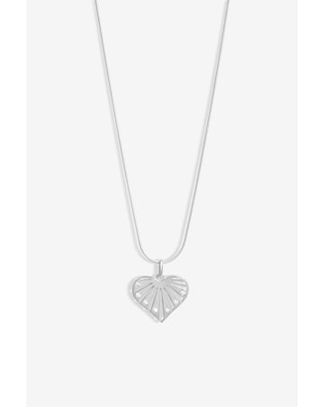 Simply Silver Sterling Silver 925 Cubic Zirconia Cut Out Heart Pendant