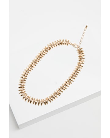 Inicio Gold Plated Polished Ridged Allway Necklace - Gift Pouch
