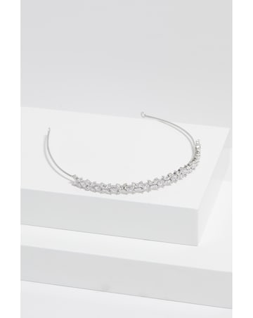 Jon Richard Silver Plated Crystal Floral Single Row Headband