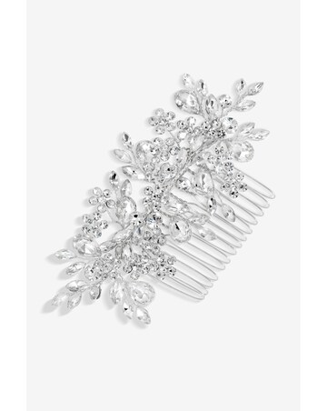 Jon Richard Silver Plated Crystal Floral Hair Comb