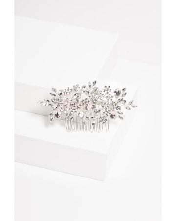 Jon Richard Silver Plated Crystal Floral Hair Comb