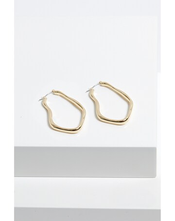 Inicio Gold Plated Molten Large Hoop Earrings - Gift Pouch