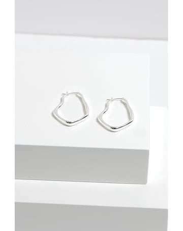 Inicio Silver Plated Molten Large Hoop Earrings - Gift Pouch