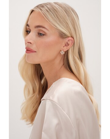 Jon Richard Gold Plated Cubic Zirconia Clover Stud Earrings - Gift Boxed