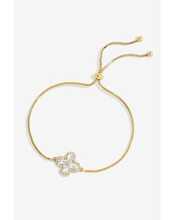 Jon Richard Gold Plated Cubic Zirconia Clover Toggle Bracelet - Gift Boxed
