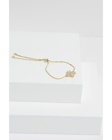 Jon Richard Gold Plated Cubic Zirconia Clover Toggle Bracelet - Gift Boxed