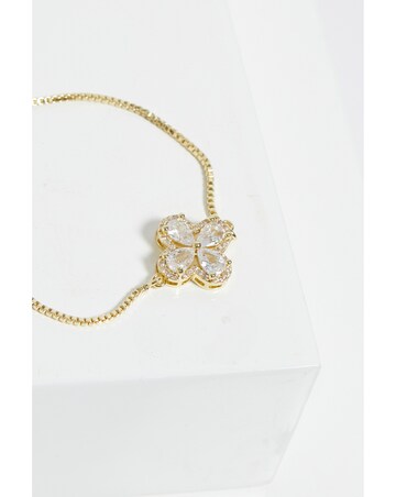 Jon Richard Gold Plated Cubic Zirconia Clover Toggle Bracelet - Gift Boxed