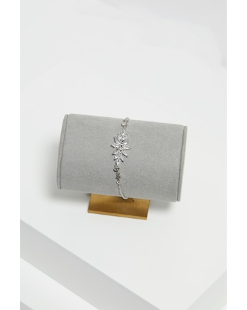 Jon Richard Rhodium Plated Cubic Zirconia Floral Toggle Bracelet