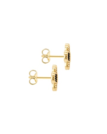9ct Yellow Gold Onyx Petal Stud Earrings