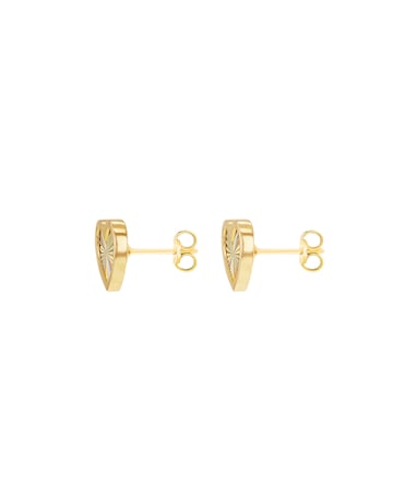 9ct Yellow Gold Rainbow Heart Earrings