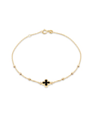 9ct Yellow Gold Onyx Petal Bracelet