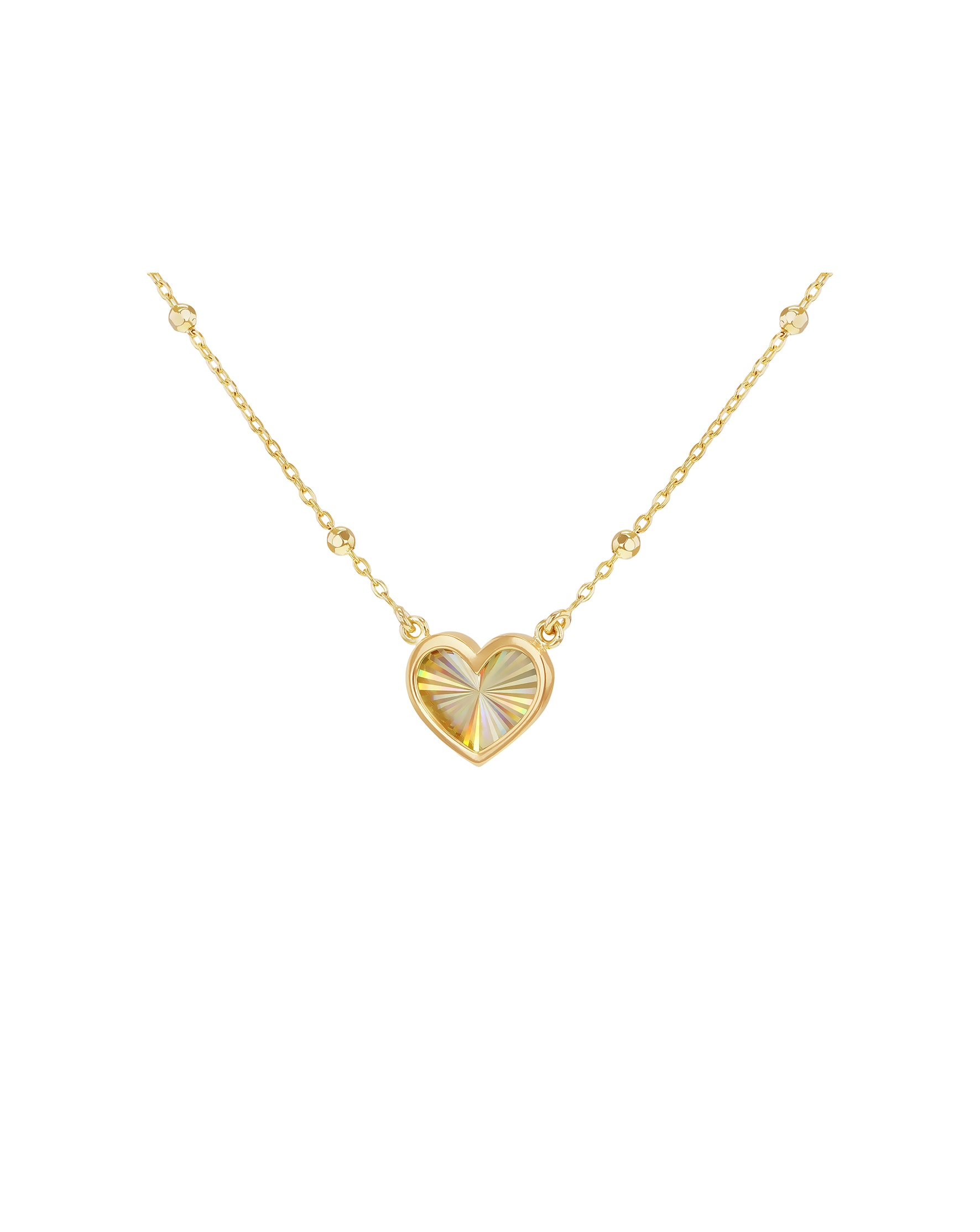 9ct Yellow Gold Rainbow Heart Necklace