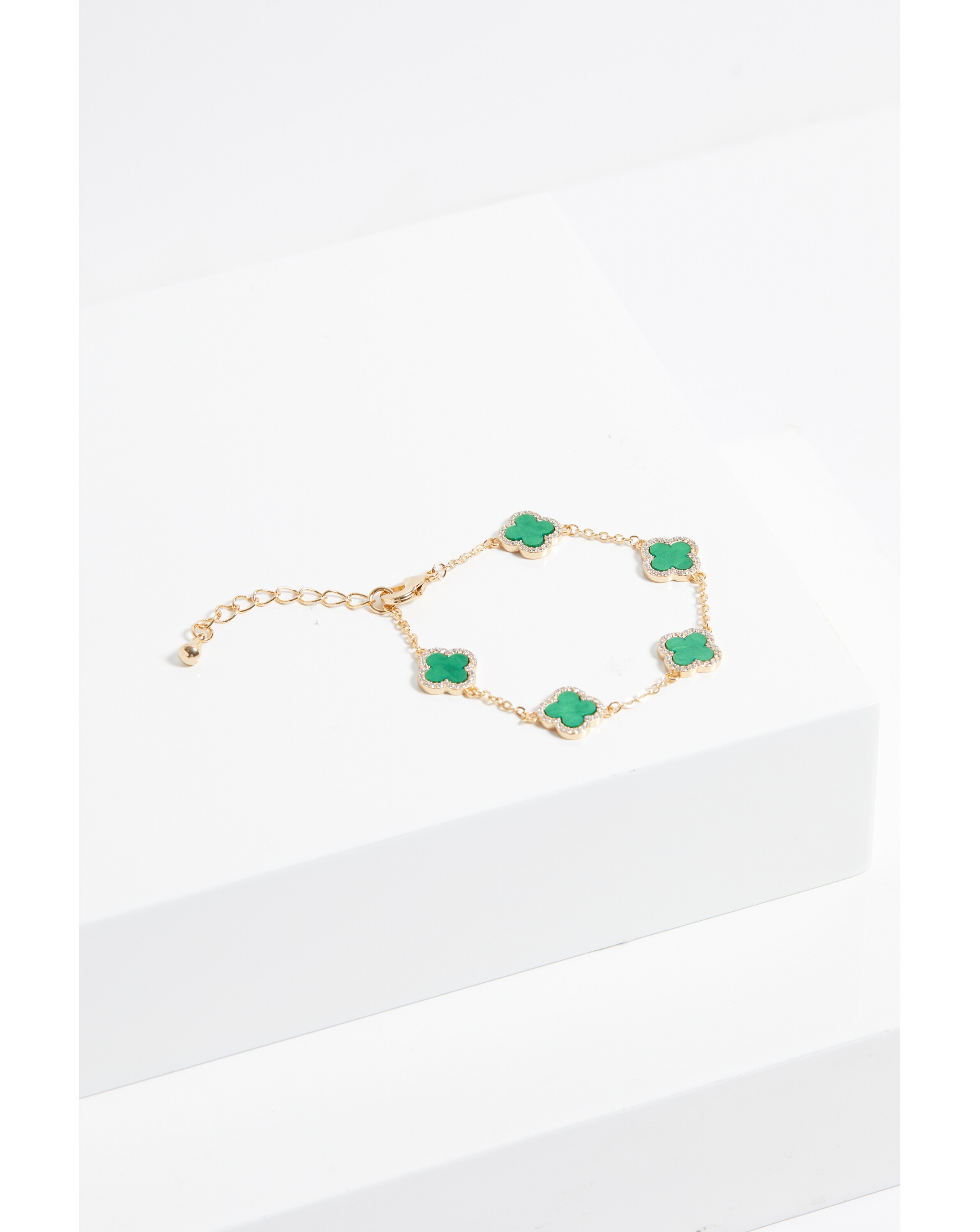 Jon Richard Malachite Clover Bracelet