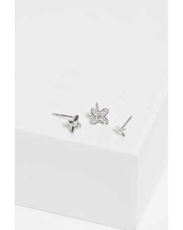 Jon Richard Silver Plated Clover Earrings - Pack Of 3