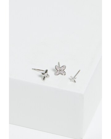 Jon Richard Silver Plated Clover Earrings - Pack Of 3
