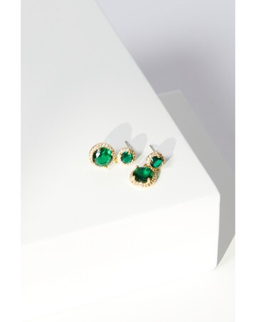 Jon Richard Gold Plated And Emerald Double Halo Earrings