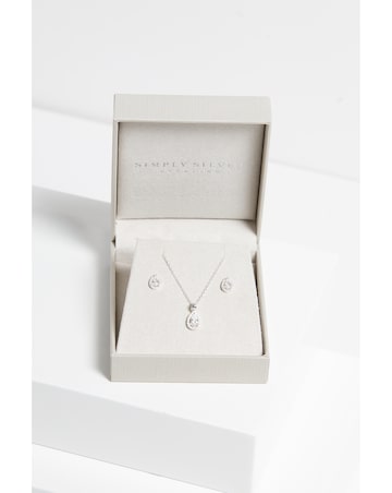 Simply Silver Sterling Silver 925 Cubic Zirconia Halo Teardrop Set - Gift Boxed