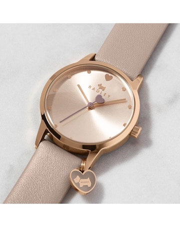 Radley Heart Dial  Ladies Cobweb Leather Strap Heart Charm Watch