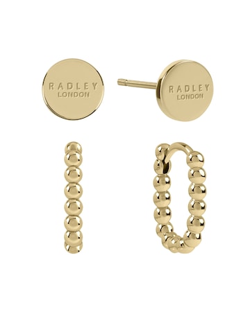 Radley 18ct Gold Plated Disk and Bobble Hoop Twin Pack Earrings