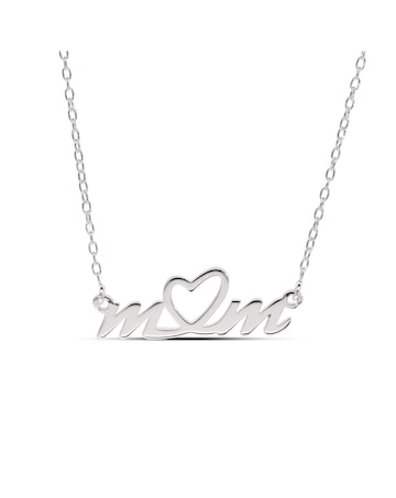 Sterling Silver Mum Necklet with central Heart