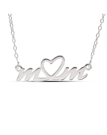 Sterling Silver Mum Necklet with central Heart