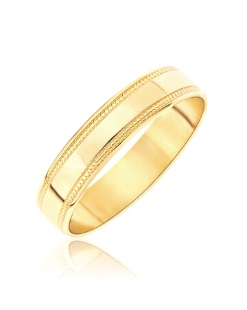 9 Carat Yellow Gold Millgrain Edge 4MM Wedding Ring