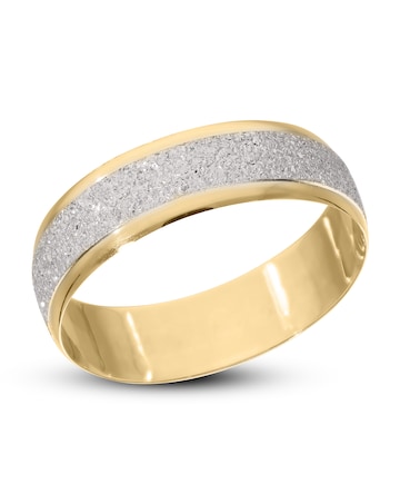 9 Carat Yellow Gold 2 tone Sparkle 6mm Wedding Ring
