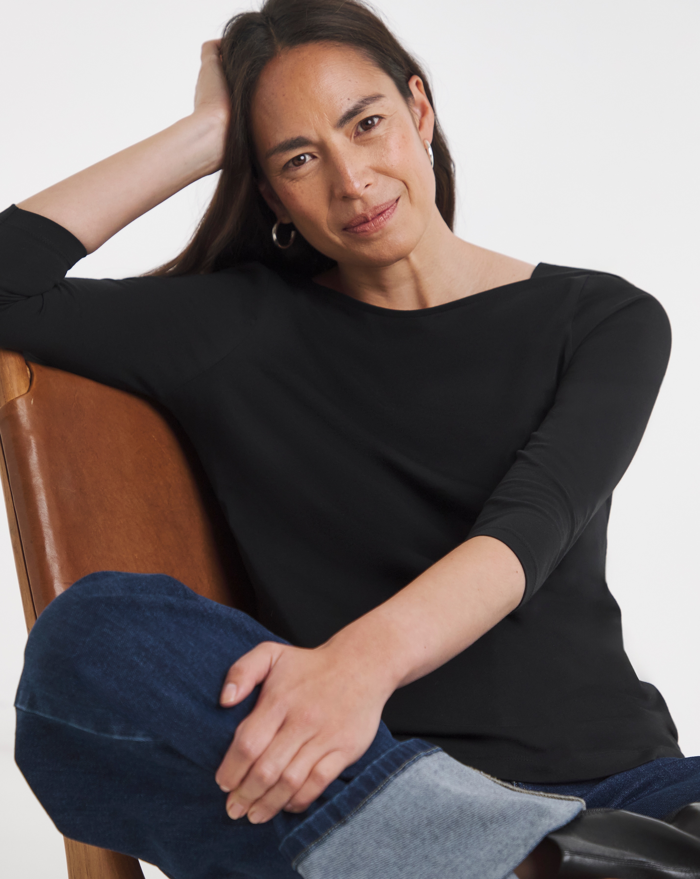 Slash Neck 3/4 Sleeve Top