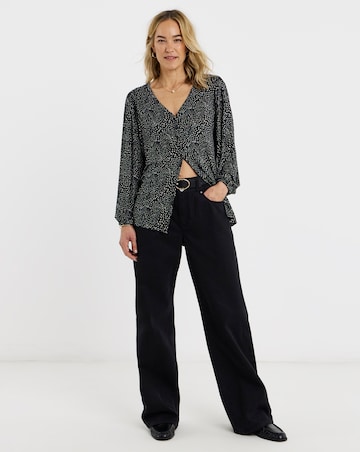 Button Front Long Sleeve Top