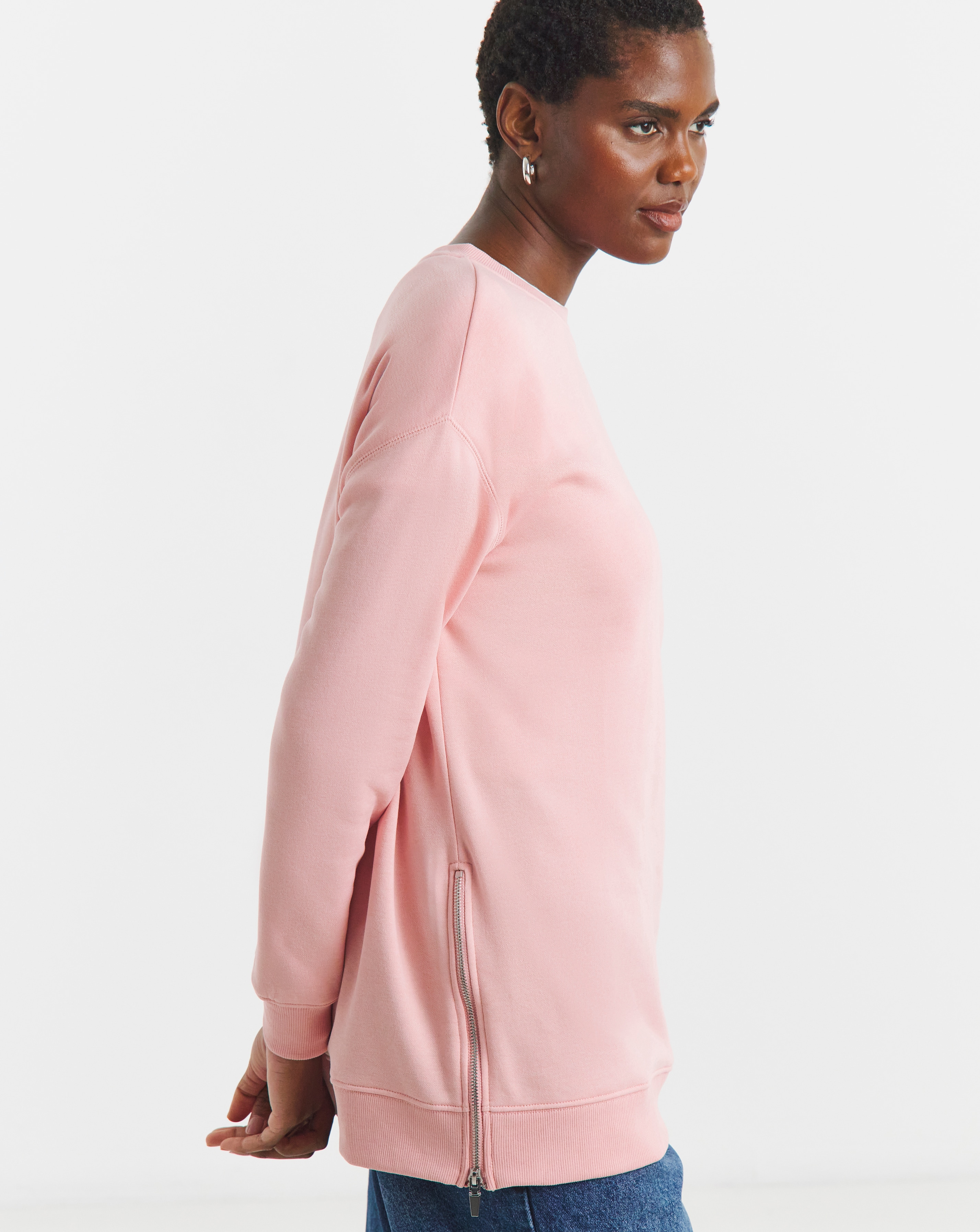 New In - Side Zip Longline Sweat